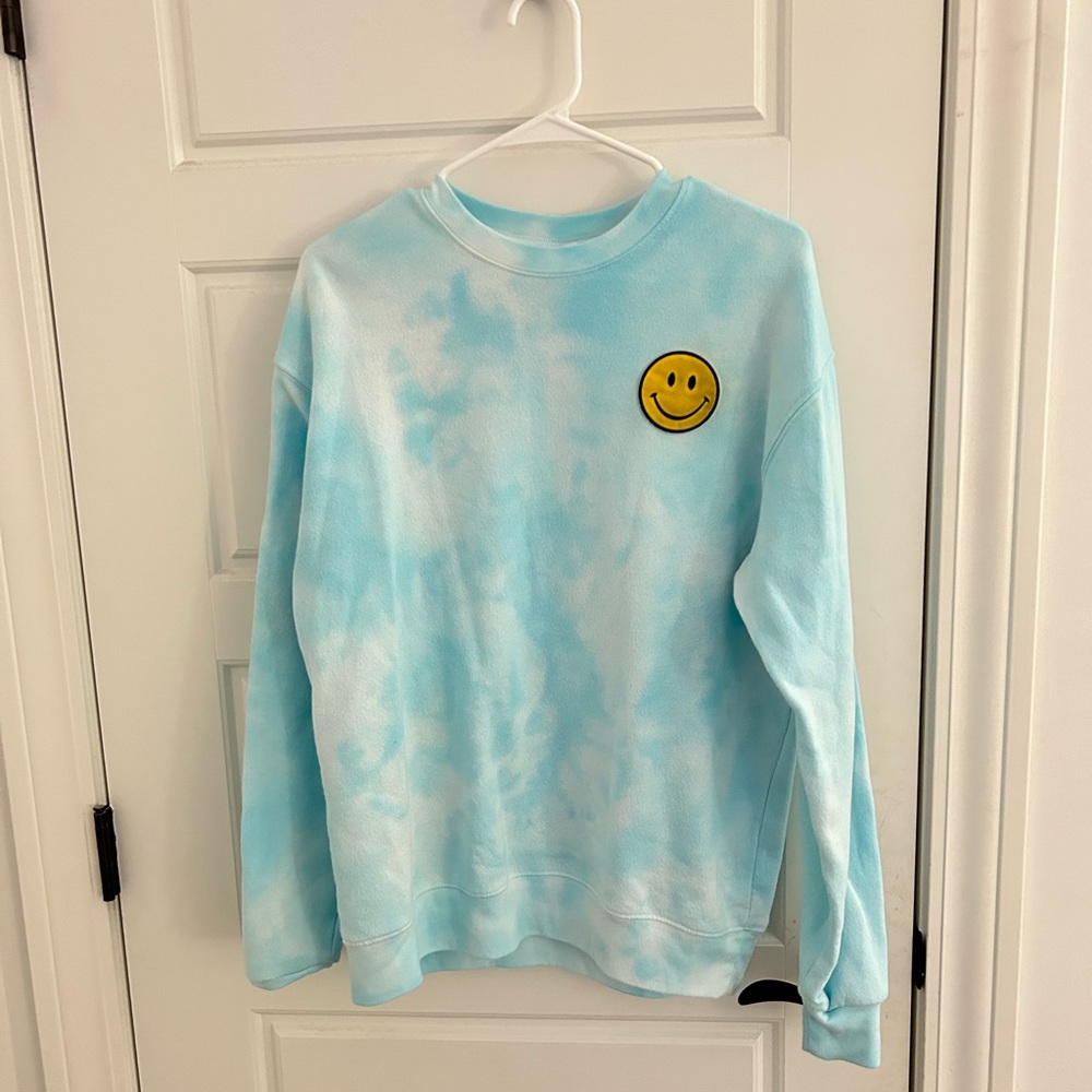 Blue Tie Dye Smiley Sweatshirt